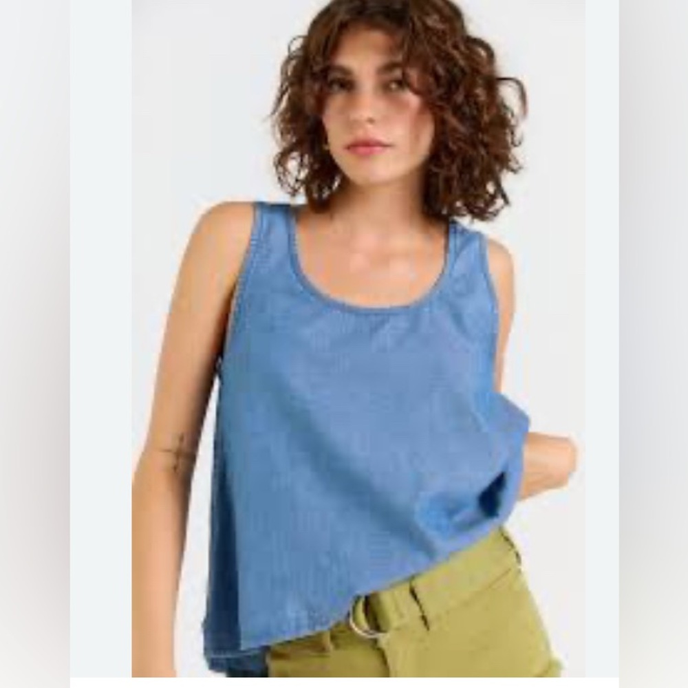 Porter Blue Wabi Sabi Crop Tank - Medium Wash | NWT